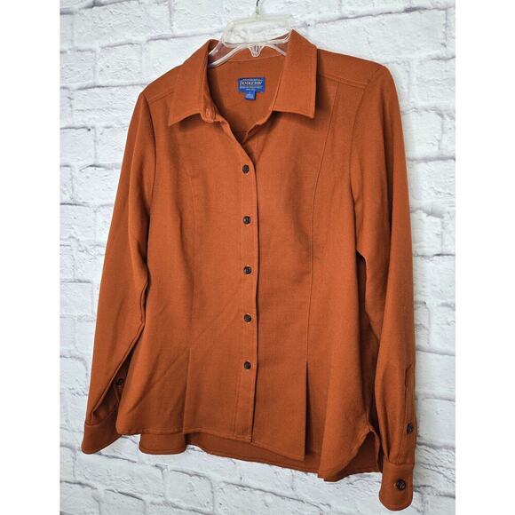 Pendleton vintage virgin wool women's button up large winter fall color rust - Picture 2 of 8